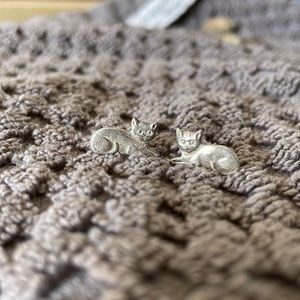 Sterling Silver cat earrings
